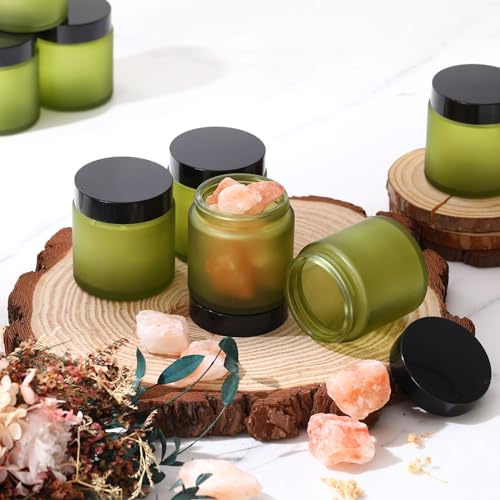 Image of Norme Glass Jars with Lids Cosmetic Jars, 48 Pcs, 4 oz, Pea Green