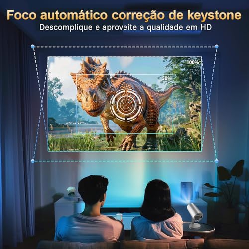 Sensibo Mini Projetor Portatil, Smart Android11, Full HD/1080p/4K, 10000 Lumens, 5G/BT5/WIFI6, 90° G
