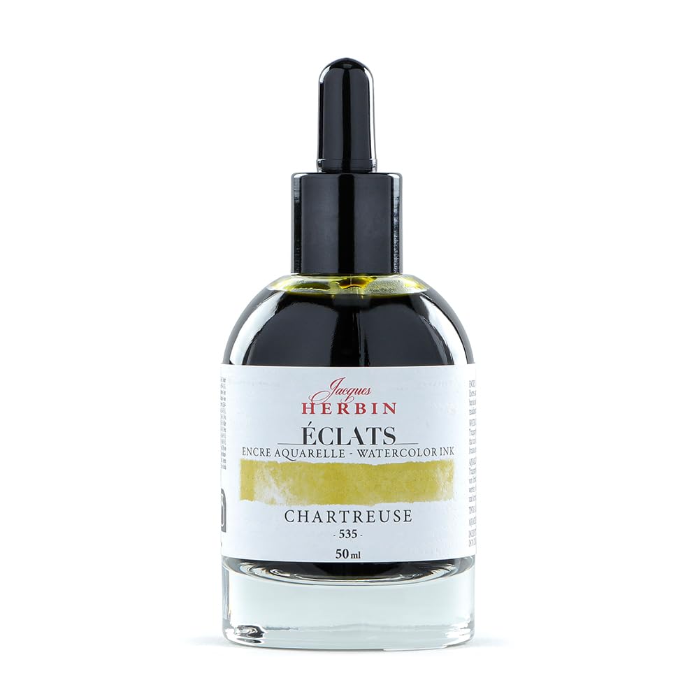 Jacques Herbin 16535TAMZ, Fine Art waterColour ink Éclats, Chartreuse colour, 50ml, Painting, Drawing, Calligraphy
