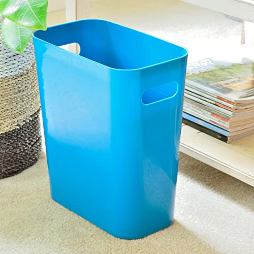 Image of Youngever 2 Pack 3 Gallon Slim Trash Can, Plastic Garbage Container Bin, Trash Bin with Handles for Home Office, Living Room, Study Room, Kitchen, Bathroom (Teal)