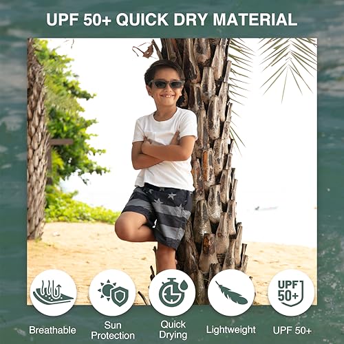 Image of Kanu Surf Boys' Victor Stripe Quick Dry Beach Board Shorts Swim Trunk