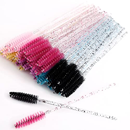 MSQ 60 Pack Einweg Wimperntusche Zauberstäbe Augenbrauenbürsten Applikator 6 Farben Make-up Kosmetikbürste Mit Kristallgriff Für Wimpernverlängerung