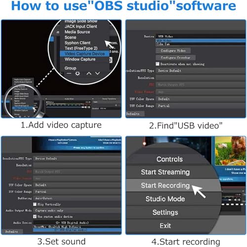 Image of RuhZa Audio Video Capture Cards, 1080p HDMI to USB Adapter, Portable Plug & Play Capture Card, for Live Video Streaming Video Recording or Live Broadcast
