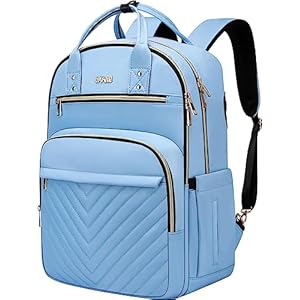 CAFELE Laptop Backpack for Women Men, Water Resistant Travel Work Backpacks Purse Stylish College Business Teacher Nurse Computer Bag, Fits 17.3″ Laptop Light Blue