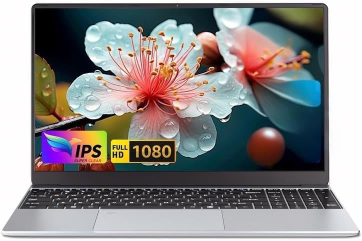 Image of 15.6 inch FHD IPS Student-Laptop-Computer - 8GB RAM 128GB SSD, Celeron Processor N5095(Beat to i3-10110U, Up to 2.9GHz), Backlit Keyboard, Fingerprint Reader, Win 11, Numpad, Silver