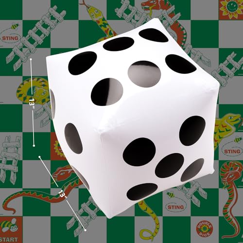 Novelty Place 13" Jumbo Inflatable Dice, Pack of 2, White and Black Giant Dice for Indoor and Outdoor Broad Game, Ludo and Pool Party - Image 7