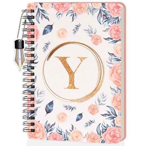 Image of Jhingalala Diaries - A5 Hardbound Floral Design Diary Cover With Initial Letter Wiro Notebook Diary With Dangler I Spiral Notebook With Planner and Calendar 2024 I 160 Undated Ruled Pages (Initial Y)