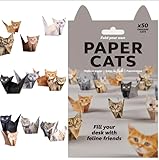 AHHALFFY Treayes 3D Origami Paper Cats, 50 Sheets, DIY Art Project for Adults, Desk Decor and Gift for Pet Lovers