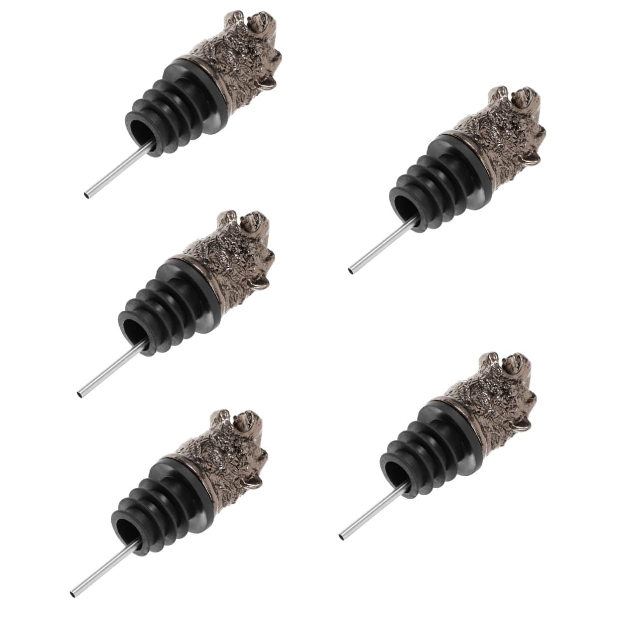 IMIKEYA 5 Pièces Verseur De Vin De Tigre Bec Verseur De Vin Verseur De Vin Tête De Vache Verseurs De Bouteilles De Vin en Alliage Bec Verseur à Tête d'animal Black Alliage De Zinc