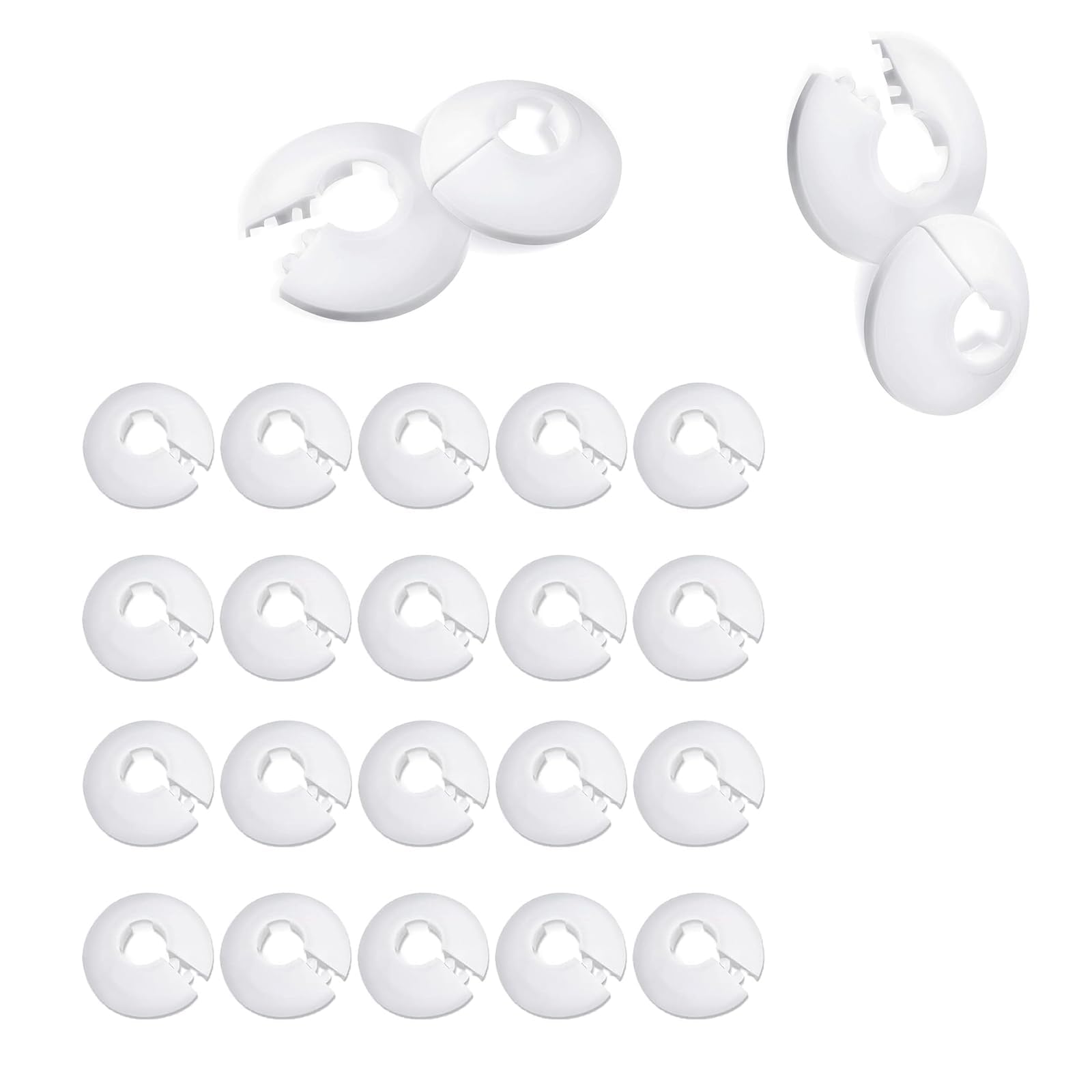 Agtehbz White 24 Pcs Radiator Pipe Covers, Radiator Pipe Collars, Plastic Pipes Cover Decoration, Wall Flange Cover For 15Mm Diameter