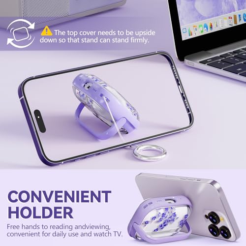 Image of Inesore for AirPods Pro 3 Case Cover 2025 with Lock-Purple Bell Flower | Two-Piece Design,with Gold Keychain & Clean Pen, As Phone Stand,Support Wireless Charging,Cute Luxury Case for Women Girly