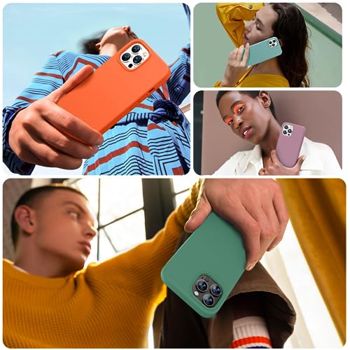Image of Miracase Designed for iPhone 13 Pro Max Case with Screen Protector,[Soft Anti-Scratch Microfiber Lining],Shockproof Liquid Silicone Rubber Phone Case Cover 6.7 inch, Acacia Green