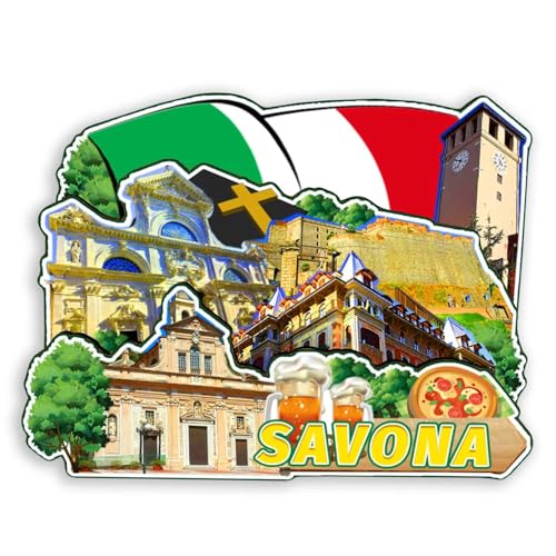 Autucson Decorative Magnet for Savona Italy Travel Souvenir Unique Wooden Fridge Magnet Collection to Record Beautiful Memorie 967