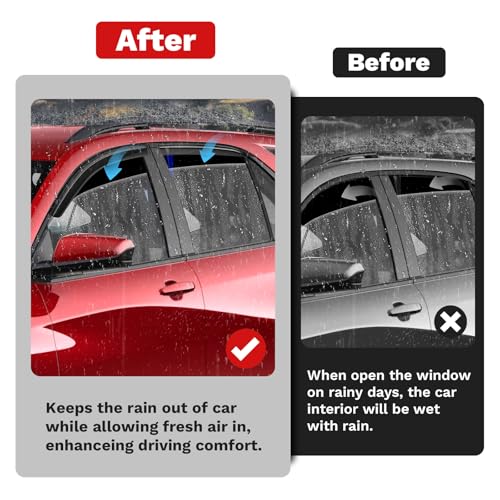 Image of Canvcle Equinox Rain Guards - Window Visors for Chevrolet /Chevy Equinox 2018-2024, Outside-Mount Tape-On Side Window Wind Deflectors for Equinox Accessories, Vent Visors Shades Rainproof Black 4PCS