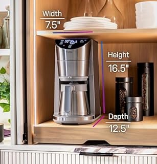 GE Profile Smart Grind & Brew Coffee Maker w/Podless Single Serve, 90oz Water Reservoir, 10 Cup Thermal Carafe, Voice Control, Adjustable Burr Grinder, SCA Certified, Barista-Quality, Stainless Steel
