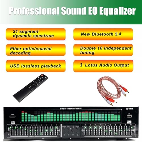 Ecualizador digital de 31 bandas, ecualizador profesional con control remoto y cable de audio, 10 salidas de efectos preestablecidos, fuerte sensación rítmica, para auto, fiesta, dormitorio y hogar miniatura 2