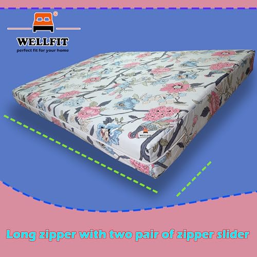 Image of WELLFIT Premium Glace Cotton 300 TC Mattress Cover /Protector for Single Size Bed with Zip /Chain /2.5x6 ft / 30x72x5 inch