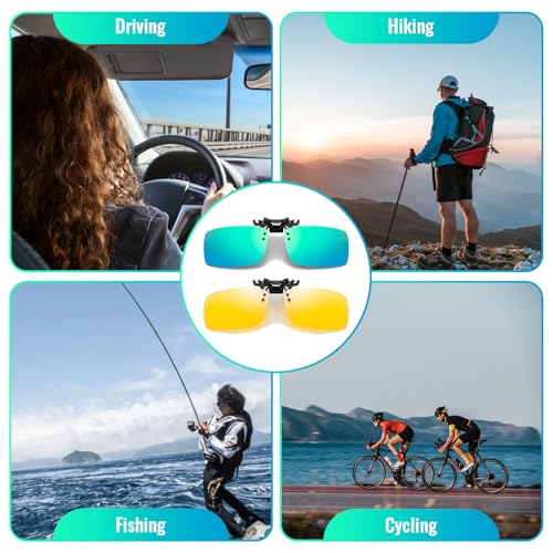 Image of Clip on Polarized Night Vision Driving Glasses Flip up Sunglasses UV-400 to Wear Over Glasses for Night Driving