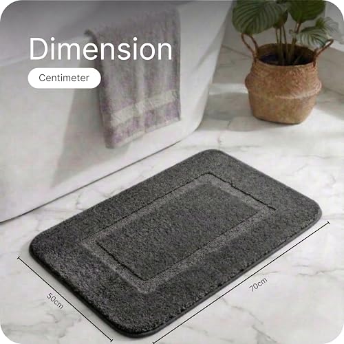 Image of Saral Home - Good Morning Mat, Soft, Anti-Skid, Washable, Water Absorbent, Quick Drying, All time usable Bathmat /Doormat /Runner. Slip-Resistant Backing for Everyday Safety.(DK.Grey. 50X70-2PC)