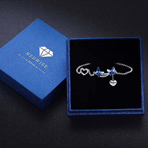 MEDWISE Butterfly Crystal Bracelet 925 Sterling Silver Butterfly Bracelets Mom Daughter Bracelets Butterfly Jewelry Christmas Gifts for Women Daughter4