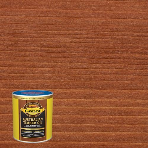 Image of Cabot 140.0019460.005 Australian Timber Oil Water Reducible Stain, 1 Quart, Jarrah Brown