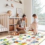 Ashler Kids Rug, Alphabet and Animals Carpet for Playroom, 5x2.6 Feet, Children's Educational Play Mat ABC Rugs for Toddlers, Play Rug for Baby Bedroom, Non-Slip Area Rugs for Kid Bedroom, Yellow - Image 3
