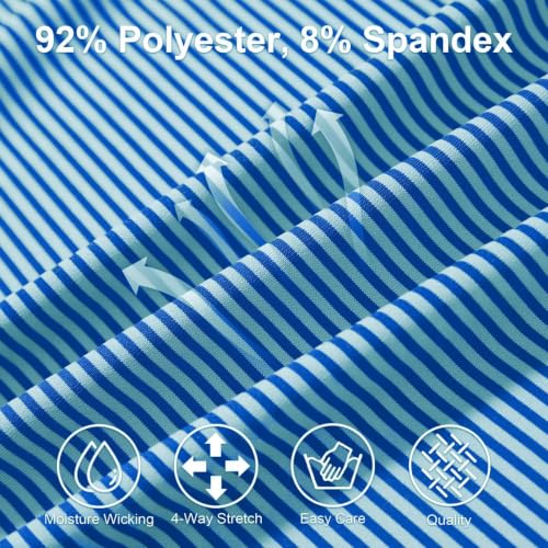 Image of Mens Golf Shirt Moisture Wicking Dry Fit Performance Sport Short Sleeve Striped Golf Polo Shirts for Men