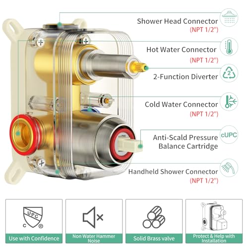 Image of SR SUN RISE Shower Faucet - 10 Inch Multifunctional High Pressure Shower Head System with Handheld Shower Head Fixtures - Valve Included - Brushed Nickel