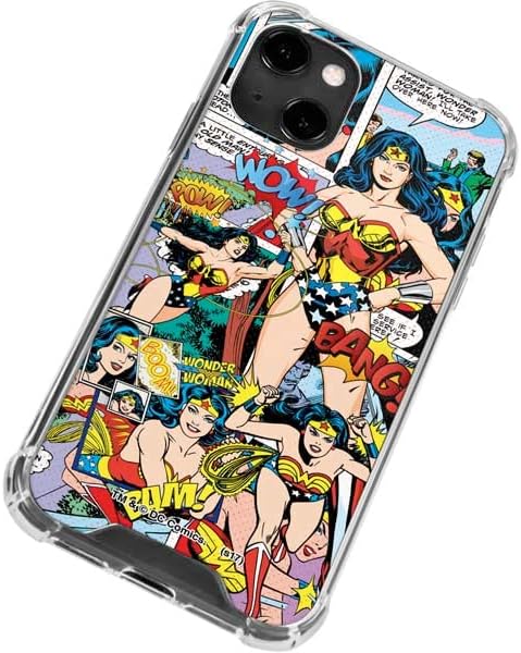 Skinit Clear Phone Case Compatible with iPhone 14 - Officially Licensed DC Comics Wonder Woman Comic Blast Design
