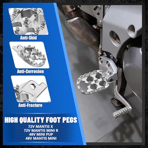 IUVWISN Motorcycle Foot Pegs Footpegs Wider Rest Pedal CNC for 72V Rawrr Mantis X Mini R/R17 48V Mantis Mini Pup Electric Dirt Bike Silver by IUVWISN - Used condition - Image 2