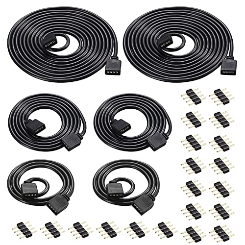 HUAZIZ 6pcs 0,5m/1m/2m Câble d'extension Bande LED RGB Rallonge de Ruban LED Extension Cable 4 Broches Extenseur Câble Stripe LED Connector, Connecteur pour...