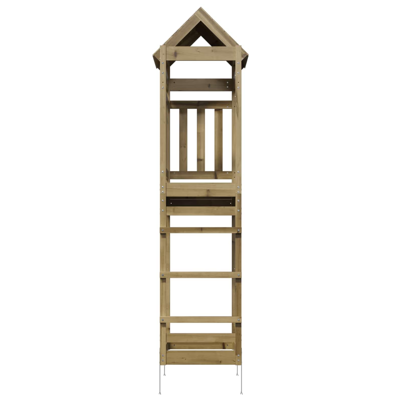 vidaXL Spielturm Braun 52,5 x 85 x 238 cm Massives imprägniertes Holz, Moderner Outdoor-Spielplatz, robuster Garten-Spielbereich, Abenteuer-Turm für Kids, Spaß im Hinterhof