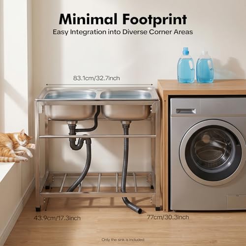 Fregadero portátil para cocina o garaje con desagüe integrado 4