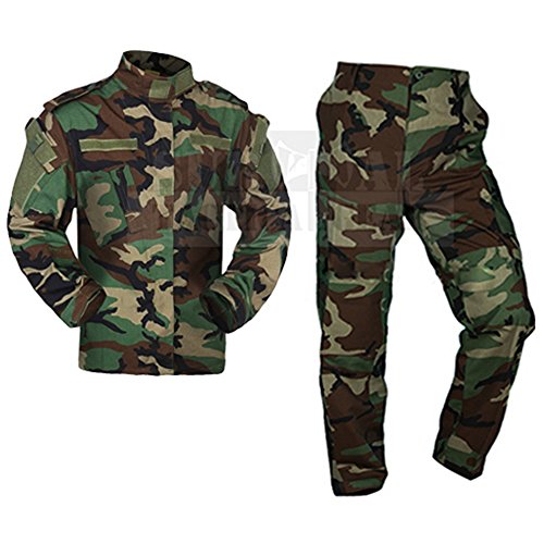 ZAPT Military Uniform Tactical Atacs A-TACS FG Camo PC Ripstop Shirt & Pants Army Combat Coat y Combat Coat (S, Woodland)