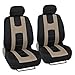 carXS Forza Series Beige Seat Covers Full Set Combo with Car Floor Mats – Front and Rear Bench , Floor Mat Protector , Interior Covers for Auto Truck Van SUV