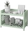 Çok Amaçlı 2 Katlı Organizer Raf – Açık Yeşil Plastik Düzenleyici Stand – Banyo, Mutfak, Masaüstü ve Ofis İçin – 25 x 18 cm