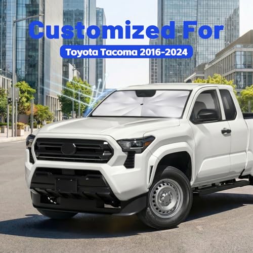 Image of Windshield Sun Shade for Toyota Tacoma 2016-2024, Umbrella Car Shades with 360Rotating Shaft, Foldable Front Window Sunshade for UV & Heat Protection