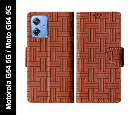 Image of SBMS Flip Cover Back Case Cover for Motorola Moto G64 5G / Motorola Moto G54 5G Flip Cover Case Back Cover Case with Magnatic Closure | Inbuilt Stand | Card & Money Pocket (Mat Tan)