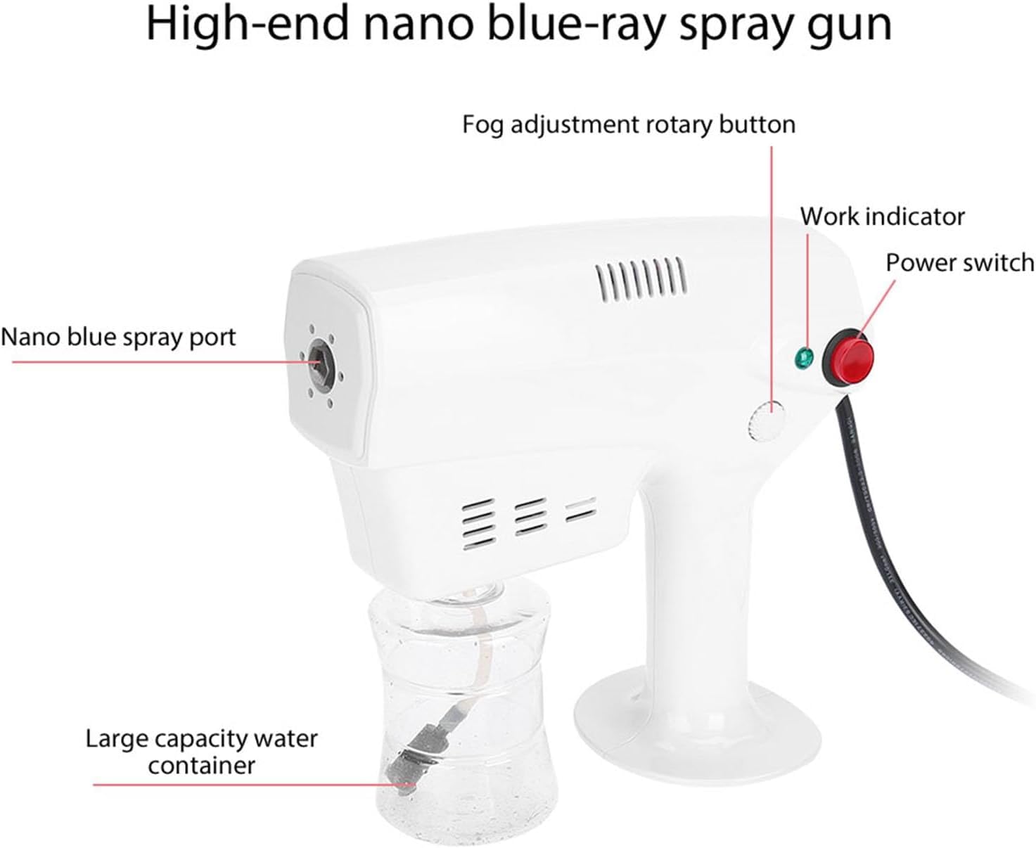 Pongnas Vaporizzatore per capelli, pistola a vapore, 300 ml, multifunzione, umidificatore per la cura dei capelli, strumento per la cura dei capelli (UK)