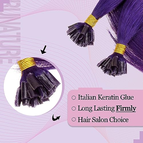 Miniatura 3 de RUNATURE Extensiones de cabello humano con punta en U, extensiones de cabello humano real, color morado, 22 pulgadas, extensiones de cabello humano