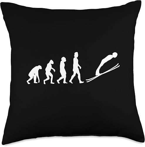 Evolution Ski Jumping Throw Pillow, 18x18, Multicolor