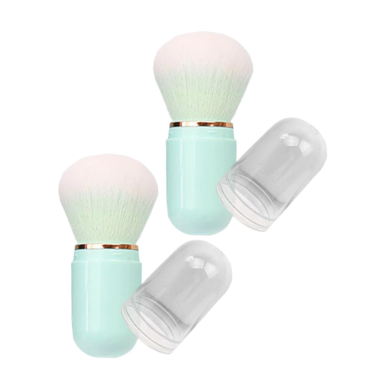 FRCOLOR 2pcs Retractable Makeup Brush Blush Foundation Brush for Liquid and Powder Portable Clear Blue Opp Packaging