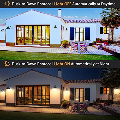 Victogate Dusk To Dawn Outdoor Light Fixture For Porch And House, 12" Exterior Barn Light With Dusk To Dawn Black Classic Light Fixture For Farmhouse (Set Of 2) #TOP3