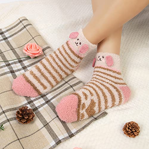Image of Loritta 6 Pairs Womens Fuzzy Socks, Winter Warm Fluffy Slipper Socks