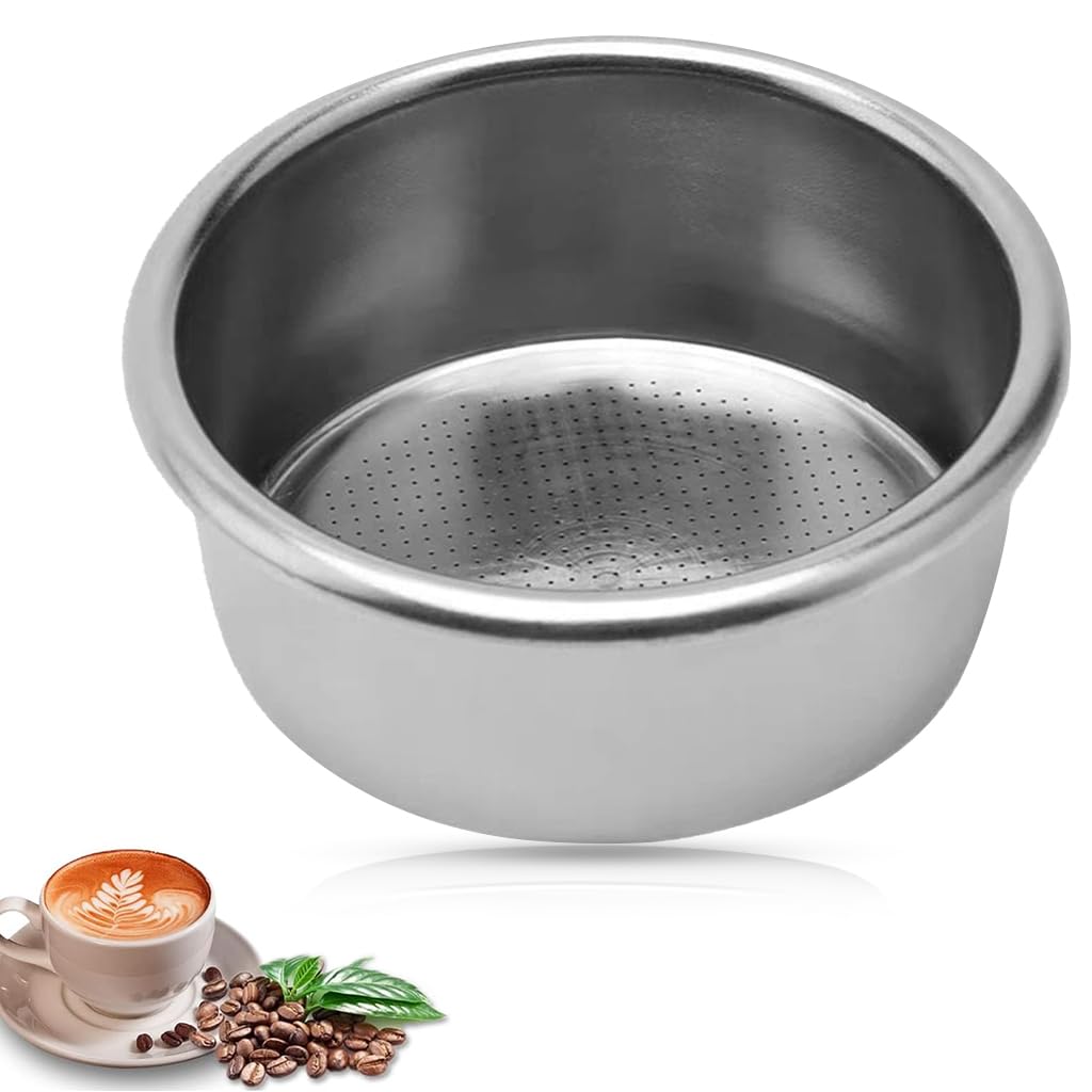 Supvox® 51mm Portafilter Filter Basket Double Basket for Double Espresso Extraction Stainless Steel Portafilter Filter Basket Espresso Filter Basket for Portafilter Espresso…
