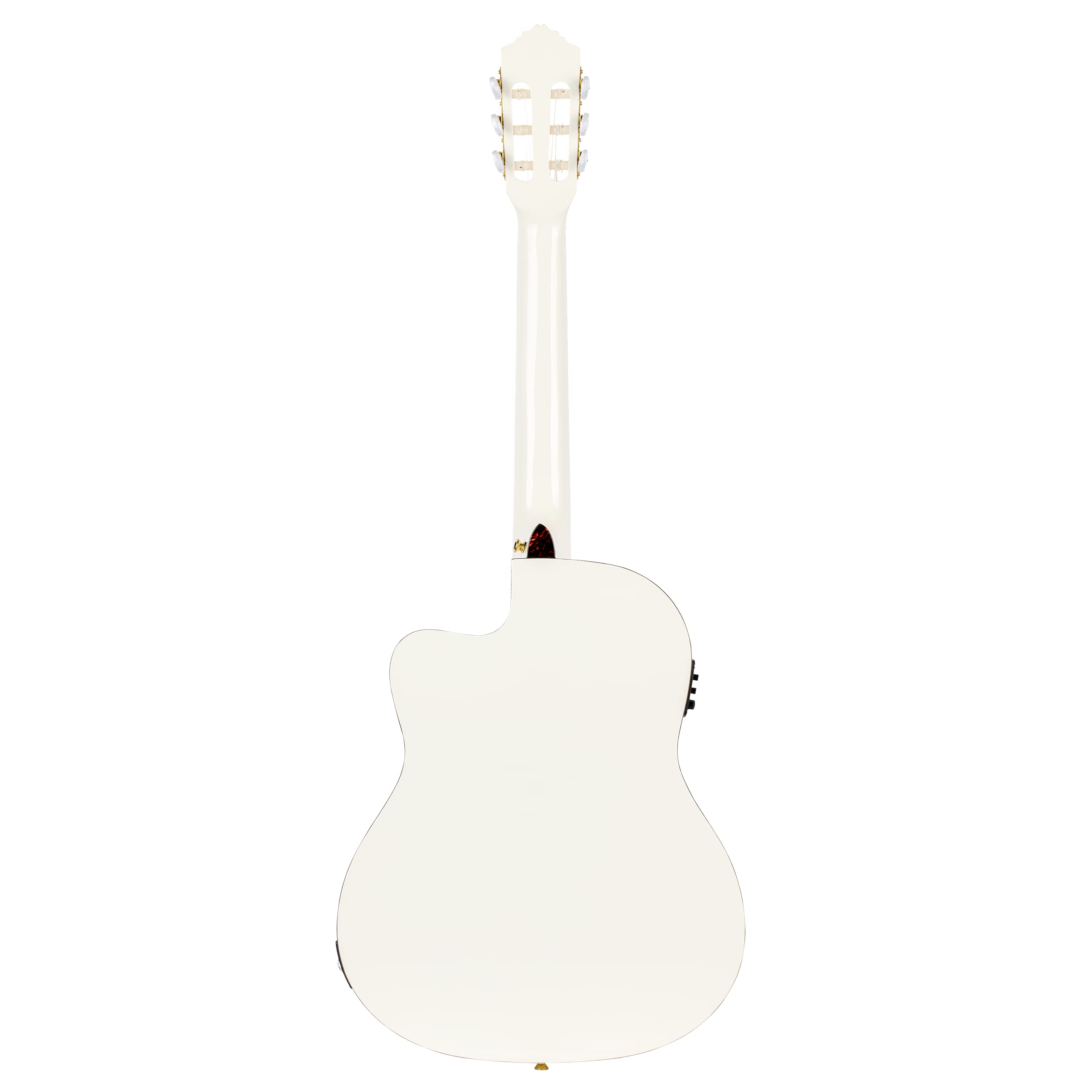 Ortega Guitars Guitare Classique Électro-Acoustique – 4/4, Slim Neck, Format Thinline – Family Series Pro – Housse Incluse – Épicéa Engelmann Massif / Acajou, Blanc (RCE145WH)