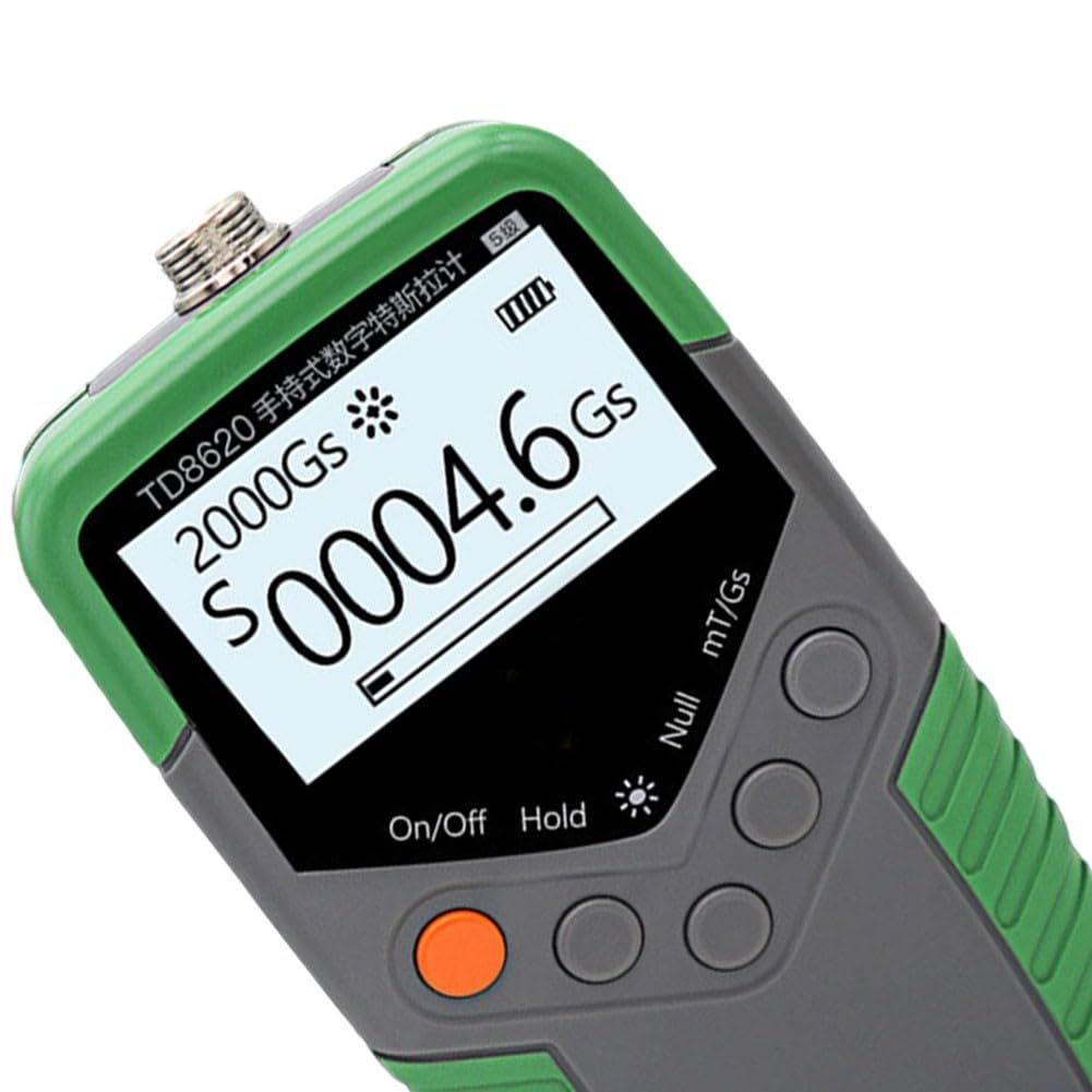 Teslámetro profesional TD8620 Digital Gaussmeter Rango de medición 0 hasta 2400 mT Sonda Hall 2 m Cable Pantalla LCD Auto Apagado Ligero para Análisis de densidad de Flujo Magnético Uso en Laboratorio