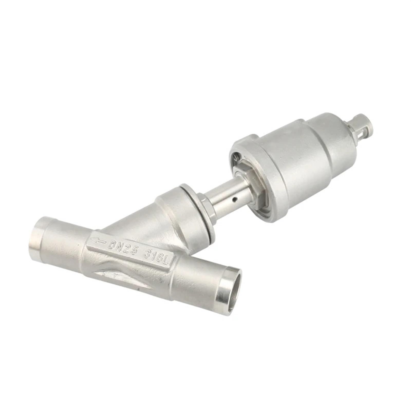 Vanne à siège incliné DN50 2 pouces en acier inoxydable à commande pneumatique