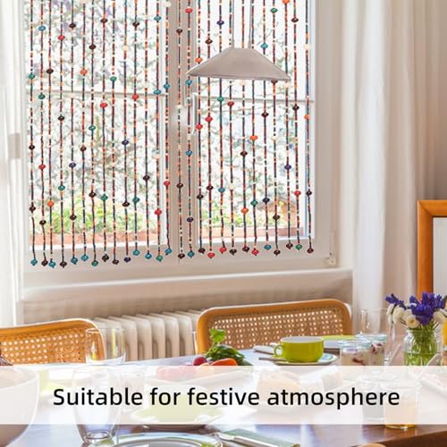 YCBTREE Beaded Curtain for Doorways - Colorful Boho Bamboo Handmade Hanging Wooden Door Beads, Fly Screen, 90 x 190 cm - Image 4