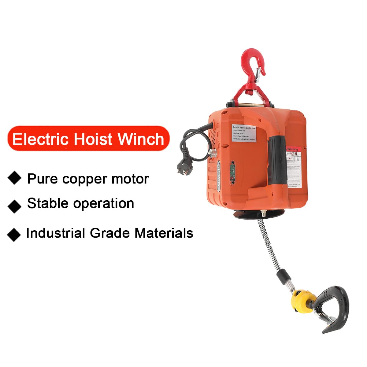 3 in 1 Elektrische Seilwinde, 500KG Kapazität, 1500W elektrische Hebewinde tragbare Kraftwinde, 7.6m Hubhöhe, Seilzug Hebezug Winden Hebezeuge mit Fernbedienung für Garage Lager Fabrik